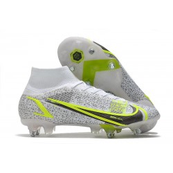 Nike Mercurial Superfly 8 Elite SG-PRO AC Silver Safari - Vit Svart Silver Neon