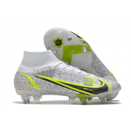 Nike Mercurial Superfly 8 Elite SG-PRO AC - Vit Svart Silver Neon