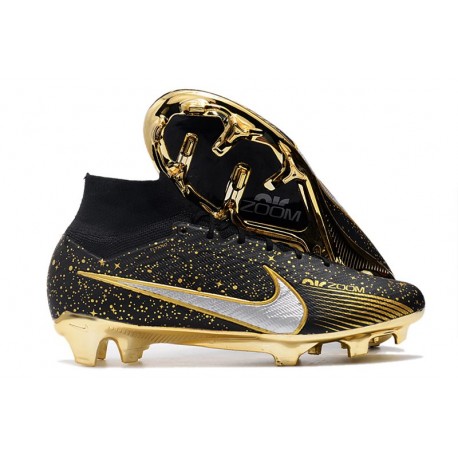 Nike Air Zoom Mercurial Superfly 9 Elite FG Svart Guld Silver