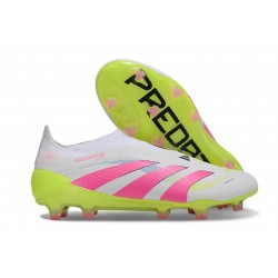 adidas Predator Elite Snörfria FG Vit Rosa Gul