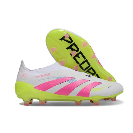 adidas Predator Elite Snörfria FG Vit Rosa Gul