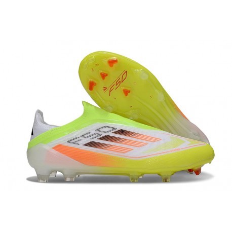 adidas F50 Elite Snörfria FG Vit Gul Orange