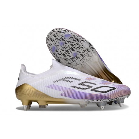 adidas F50 Elite Snörfria FG Vit Lila Svart