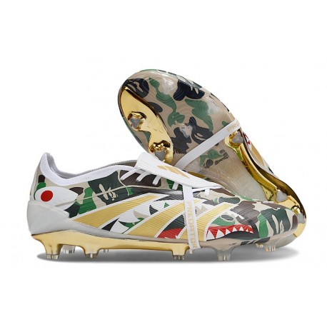 Adidas Predator Elite Tongue FG Vit Svart Grön Guld