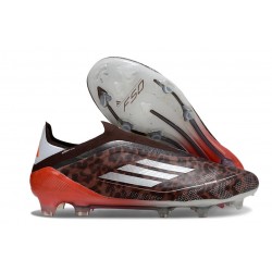 Fotbollsskor för Herrar adidas F50 Elite Laceless FG Brun Silver Röd 