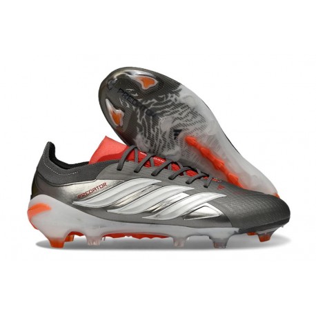 Adidas Predator 26 Elite L FG Silver Vit Röd