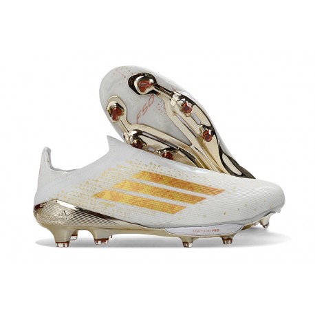 Adidas F50+ Laceless Elite FG Fotbollsskor Vit Guld