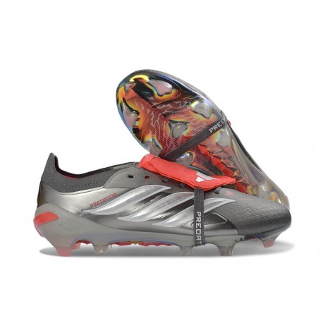 Fotbollsskor Adidas Predator 26 Elite FT FG Metallisk Grå Röd