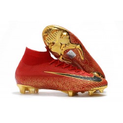 Nike Mercurial Superfly 6 Elite FG Herr Fotbollsskor -Röd Guld Svart