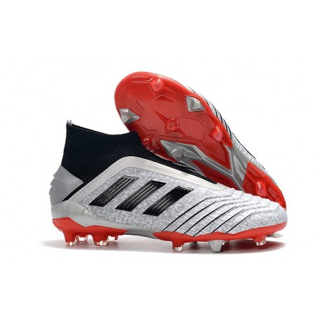 adidas Predator 19+ FG Skor Herr - Silver Svart Röd