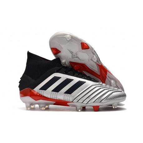 adidas Predator 19.1 FG Fotbollsskor - Silver Svart Röd