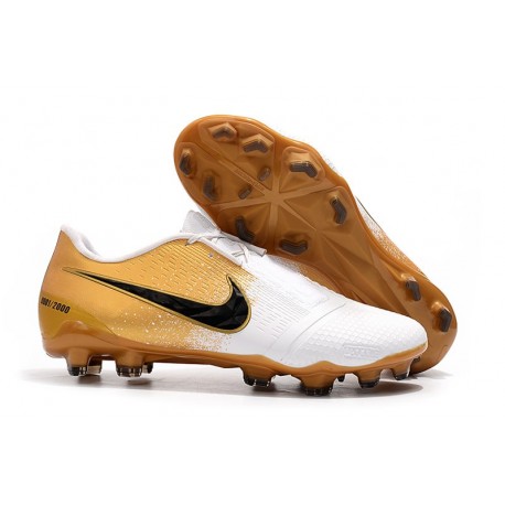 Nike Fotbollsskor för Män Phantom Vnm Elite FG -Vit Guld Svart