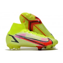 Nike Mercurial Superfly VIII Elite DF FG Volt Svart Bright Crimson